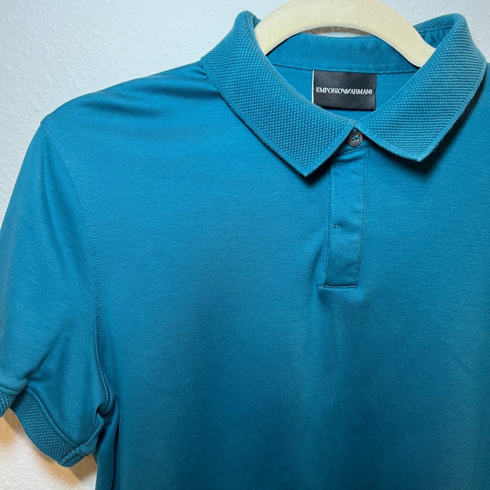 Emporio Armani Men’s Turquoise Solid Polo Size M - Picture 9 of 14